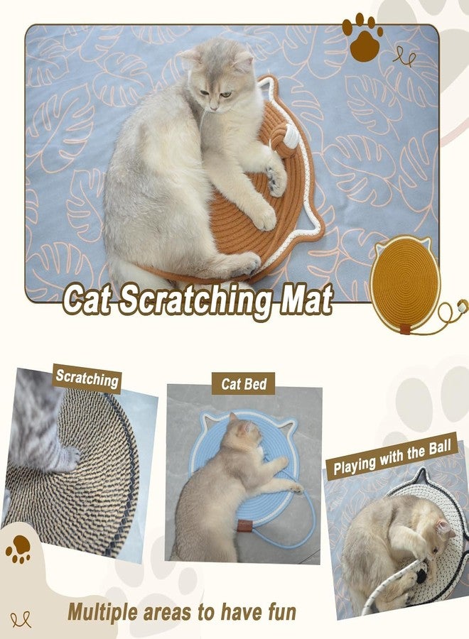 Bitnex سجادة خدش للقطط من Bitnex، وسادة خدش للقطط مصنوعة من حبل قطني طبيعي، وسادات خدش دائرية أفقية للقطط المنزلية مقاس 15.7 بوصة، وواقي أثاث للقطط للجدران والأرائك والسجاد. - Image 4